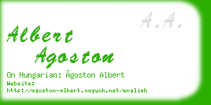 albert agoston business card